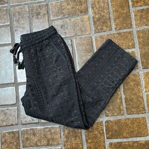 J. Crew Black Embroidered Eyelet High Waisted Pull-On Ankle Pant